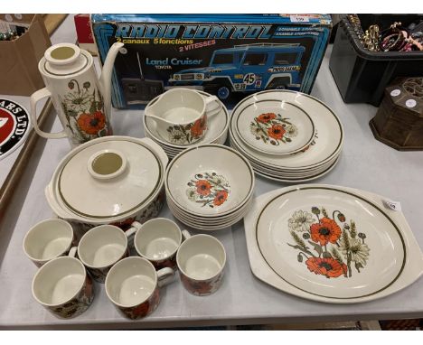 A RETRO J &amp; G MEAKIN STUDIO COFFEE SET IN THE POPPY DESIGN 