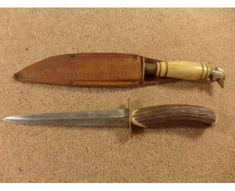 A MEXICAN BOWIE HUNTING KNIFE MADE IN OAXACA, 17CM BLADE AND A FURTHER KNIFE, 17CM BLADE 