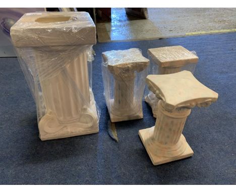 FOUR CERAMIC PILLARS ONE LARGE THREE SMALL 