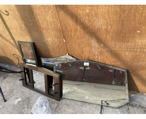 AN ASSORTMENT OF VINTAGE MIRRORS TO INCLUDE A BEVEL EDGED ART DECO MIRROR 
