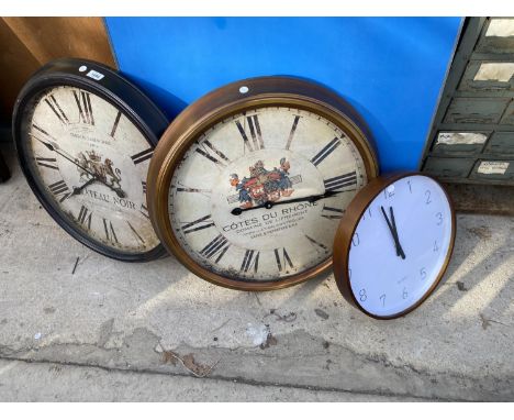 TWO LARGE VINTAGE STYLE WALL CLOCKS 