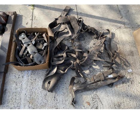 A QUANTITY OF VINTAGE HEAVY HORSE TACK 