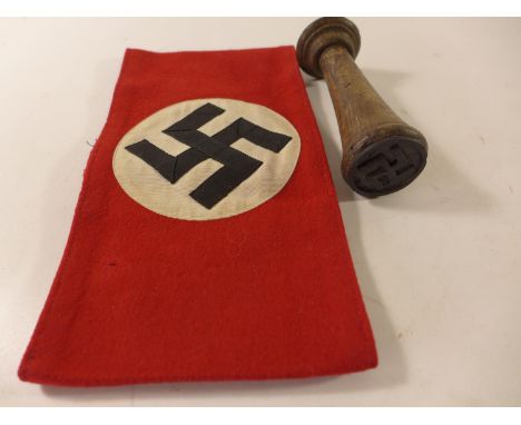 A NAZI ARMBAND AND A DOCUMENT STAMP (2) 