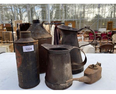 AN ASSORTMENT OF VINTAGE OIL CANS TO INCLUDE A 'MORRIS MOTORS LIMITED' 
