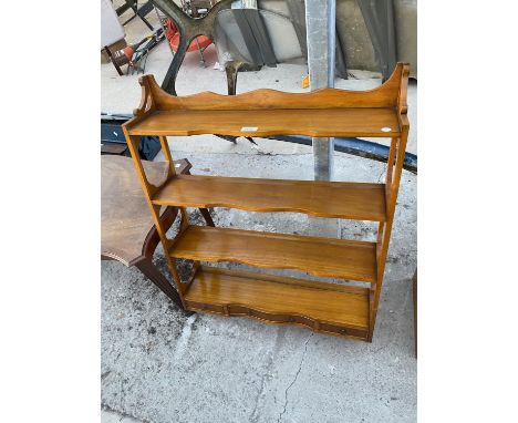 A BEVAN FUNNELL FOUR TIER WALL SHELF WITH THREE DRAWERS TO THE LOWER PORTION 