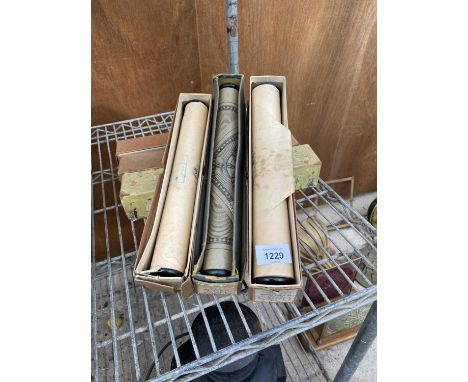 SIX VINTAGE BOXED MUSIC SCROLLS FOR A PIANO 