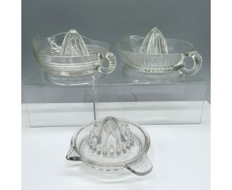 Splendid trio of kitchenware that includes a juicer with vertical lines, a juicer with horizontal lines, and a juicer with ra