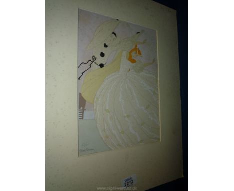 "Dancing Figures" a limited edition Print no. 58/100, with signature possibly May Minoy?, no date, appears to be highlighted 