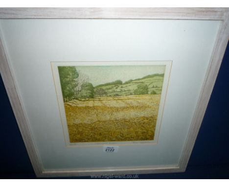 A Trevor Hodgkinson limited edition Print, 'Cornfield, Belper', no. 26  of 35, pencil signed.