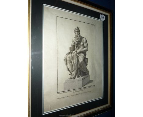 A Robert Van Auden-Aerd after Michelangelo statue of Moses, Engraving on laid paper.
