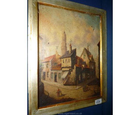 An Oil on canvas of cow gate foot, Edinburgh, indistinctly signed, dated 86, a/f.
