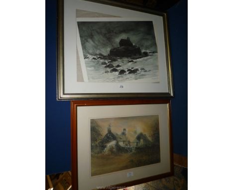 A limited edition Print entitled 'Ar Ben Y To' by Keith Andrews along with a print depicting a church on rocks, also by Keith