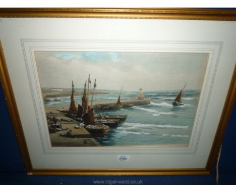 A framed and mounted Print of a harbour scene, signed lower left 'T.B. Hardy'.