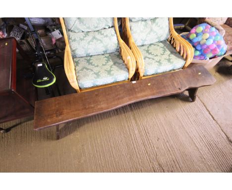 A rustic oak bench measuring approx. 74' long
