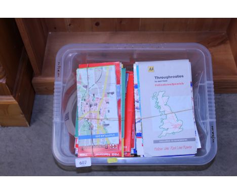 A box of various Ordnance Survey maps