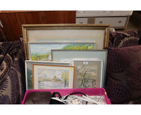I J Cook, watercolour depicting a church; another depicting a seascape; a watercolour of a cottage indistinctly signed and da