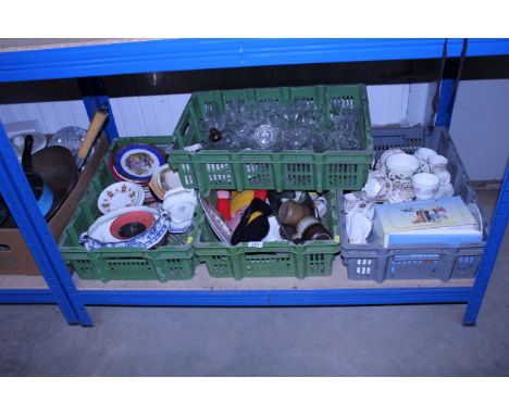Four boxes of various glass and china to include W.H. Gridley & Co. Royal Worcester etc.