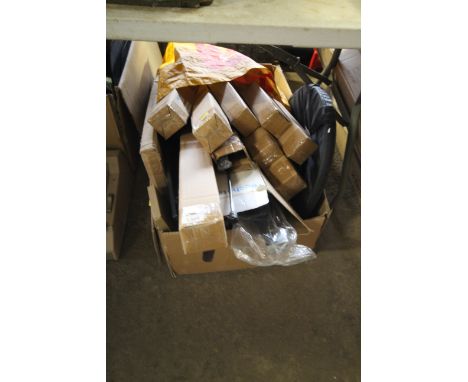 A quantity of automotive gas struts, as new, in original boxes together with a hanging pendant light; handbag etc