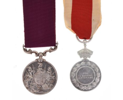 Abyssinian Victorian War Medal 1867-8 awarded to 876 Private H Radford H.M.45 Regiment, together with a Victorian Army Long S