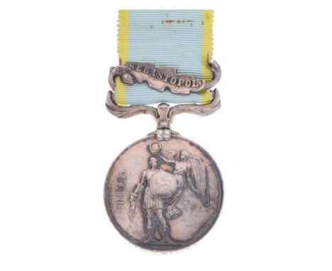Victorian Crimea War Medal 1854-56 awarded to 3313 Charles Barr of the 71st Highland Light Infantry with Sebastopol clasp, wi