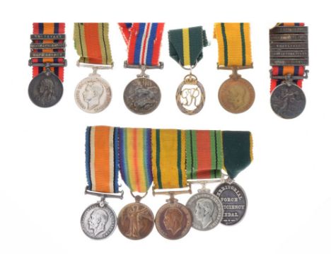 British miniature to include: First World War Medal and Victory Medal, Territorial Force Efficiency Medal, Second World War 1