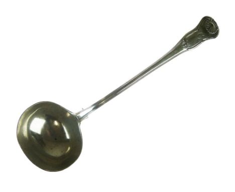 Late George III silver Kings pattern punch ladle, London 1820, sponsor Solomon Royes, 34cm long, 10.5toz approx   Condition: 