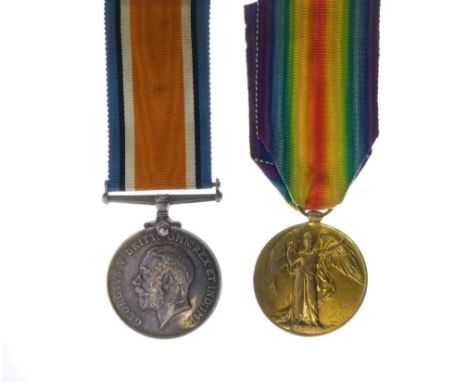 British First World War Medal Pair awarded to 2861 Private RJ Harding of the Gloucester Yeomanry comprising of War Medal and 