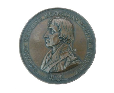 Bronze medallion of the Shipwrecked and Mariners Royal Benevolent Society 1839, with figure of Vice Admiral Horatio Nelson to