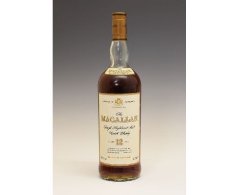 The Macallan 12 Years Old Single Highland Malt Scotch Whisky, one litre bottle   Condition: Seal is intact, level is good, la