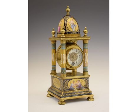 Late 19th/early 20th Century Austrian porcelain mantel clock, with white Arabic dial and single-train timepiece movement with