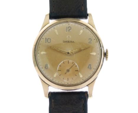 Omega - Gentleman's 9ct gold manual wind wristwatch, with Dennison case hallmarked for Birmingham 1953, the gold coloured dia