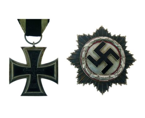 Third Reich German Cross, 'Silver', purported to have been found in burnt out barracks in Hildesheim, Germany, together with 