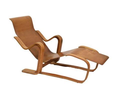 Isokon bent ply 'Long Chair', circa 1940, designed by Marcel Breuer (1902-1981), 130cm long, together with original foam seat