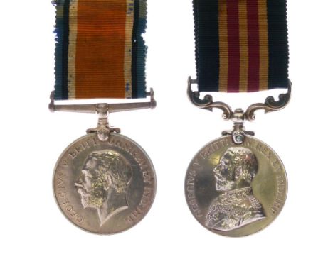 British First World War Medal Pair awarded to 25978 Private J. Barrett of the Welsh Regiment comprising War Medal and British