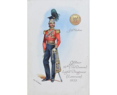 Charles C. Stadden (1919-2002) - Watercolour - Full length portrait of an Officer of the 16th (The Queens) Light Dragoons (La
