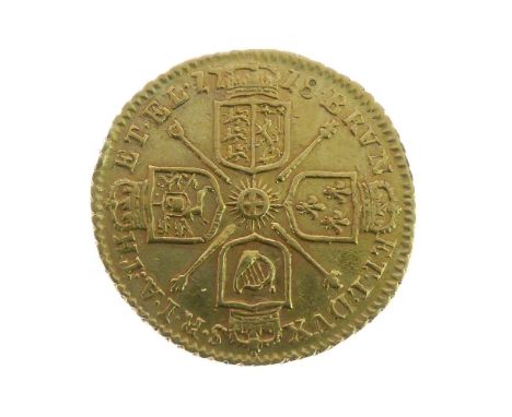Gold Coin - George I 1/4 Guinea, 1718 (first year of issue), London Mint Office Certificate of Authenticity, in original box 