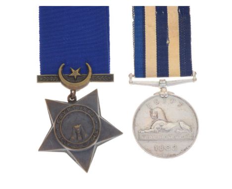 Victorian British Conquest of Egypt 1882-89 Medal awarded to WJ Welsh AB of HMS Minotaur, together with the Khedive's Star, b