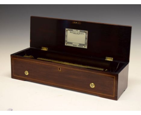 Nicole Freres a Genève - Late 19th Century inlaid mahogany musical box, the 13-inch barrel and complete comb (stamped twice N