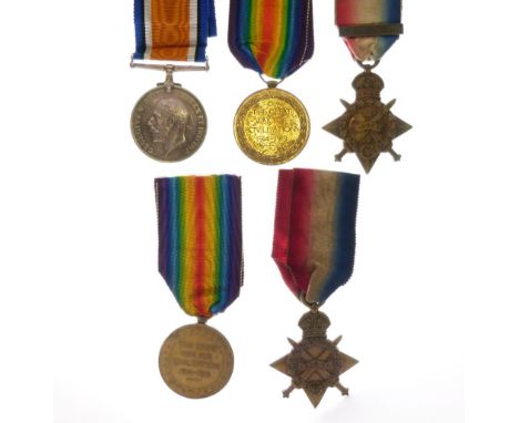 British First World War Medal group awarded to 6802 Private JA Cooper of the 1st Hampshire Regiment comprising Victory Medal,