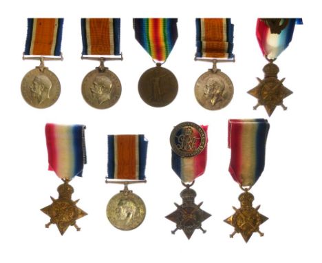 Nine First World War British Medals comprising Victory Medal awarded to Colonel RAC Llegett, four British War Medals awarded 