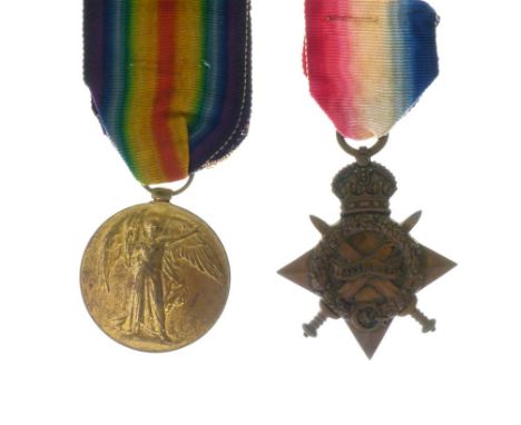 First World War Medal Pair awarded to 13680 Corporal WT Evans of Shropshire Light Infantry comprising of Victory Medal and 19