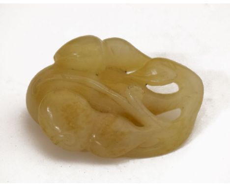 Chinese carved 'Mutton Fat' jade ornament modelled as a group of three gourds, 5.5cm high   Condition: **General condition co