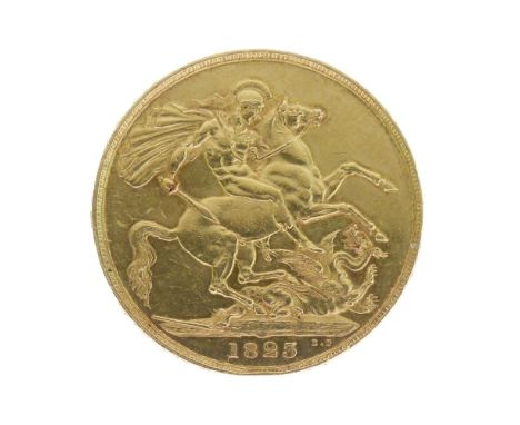 Gold Coin - George IV Double sovereign (£2 coin), 1823, first year of issue, with raised legend to edge   Condition: Very min