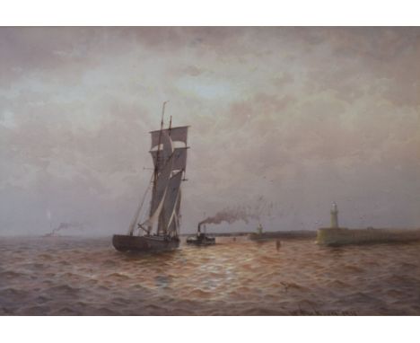 William Nichols Boyce (1857 - 1911) - Watercolour - 'Evening light - Mouth of the Tyne' signed and dated 1911 lower right, 35