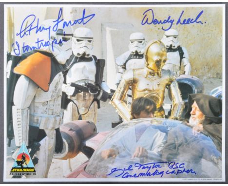 Star Wars - A New Hope - a Star Wars Celebration IV Official Pix autographed 8x10" colour photograph, triple-signed by three 