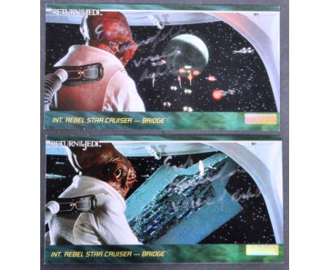 Star Wars - Erik Bauersfeld (1922-2016 - Voice of Admiral Ackbar) - x2 scarce signed Topps Widevision 'Return Of The Jedi ' t