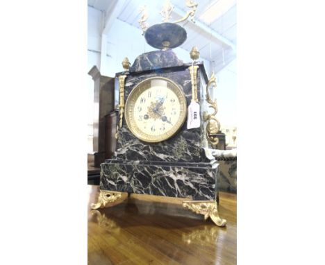 An Edwardian Gilt Metal and Marble Mantel Clock.