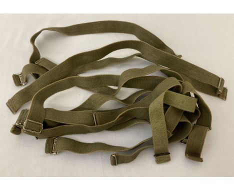10 British Army MKIII green canvas chin straps.  