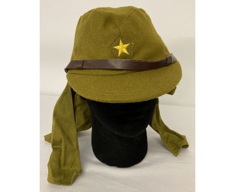 A replica Japanese army IJA cloth field cap with neck guards.  