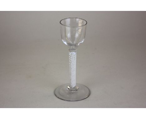 An 18th century cordial drinking glass, with ogee bowl, on opaque double twist stem 14cm 